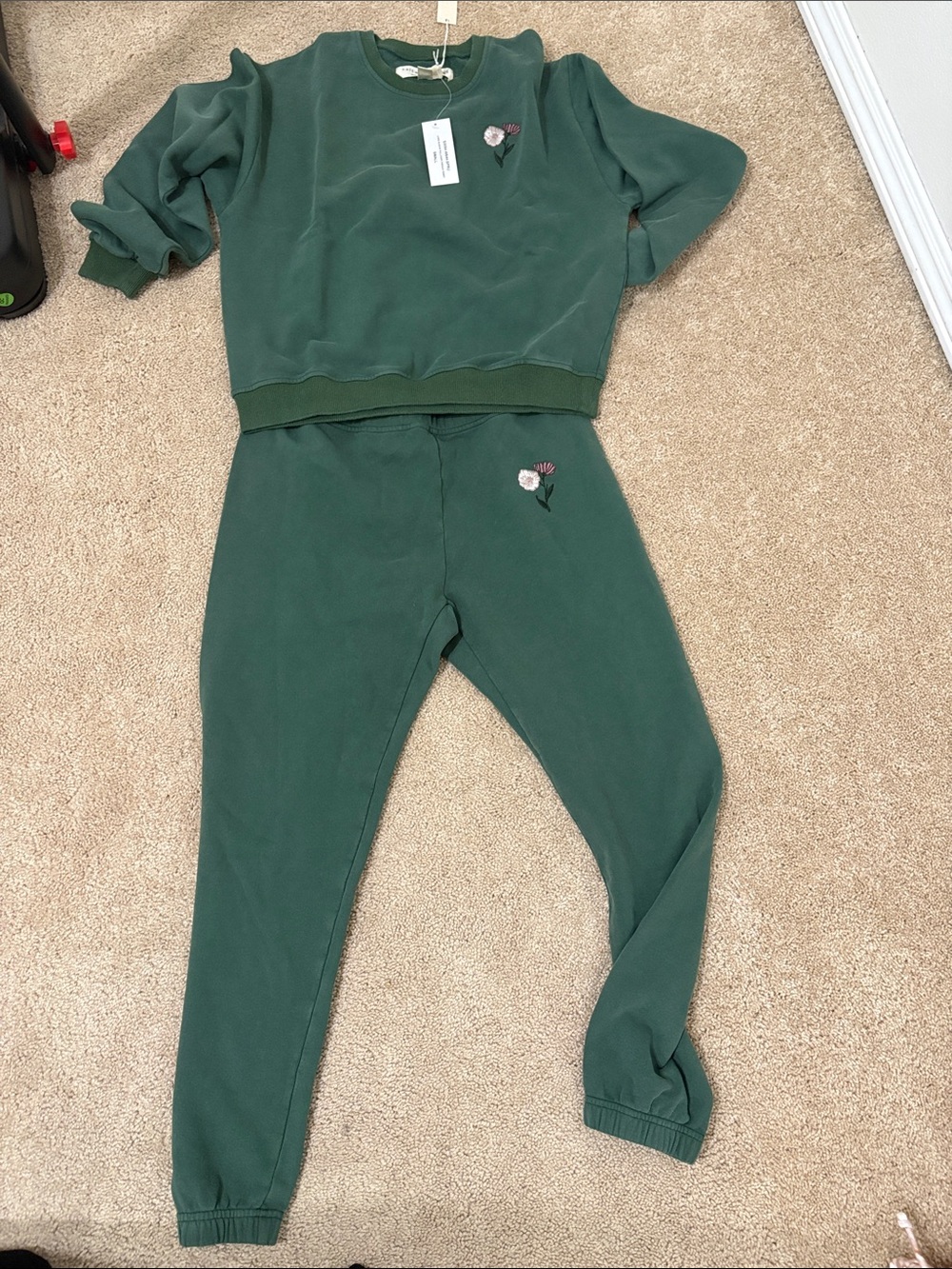 Anthropologie Green Crewneck Sweat Set - Picture 6 of 7